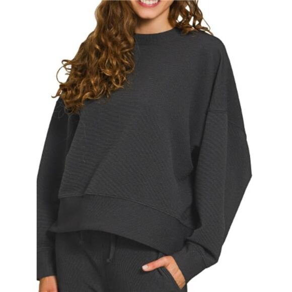 Zenana Ribbed Round Neck Pullover and Drawstring Pants Set - Picture 2 of 2